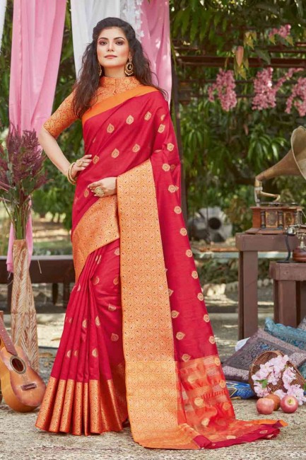 Opulent Red Weaving Saree in Silk