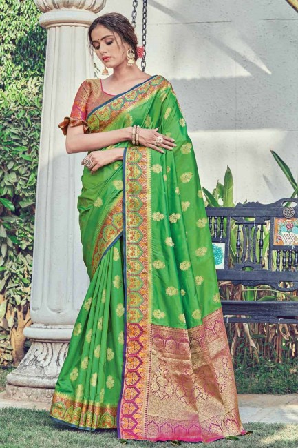 Green Silk Weaving South Indian Saree with Blouse