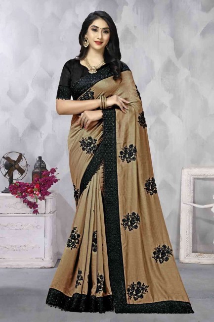 Dusty  Saree in Silk with Embroidered