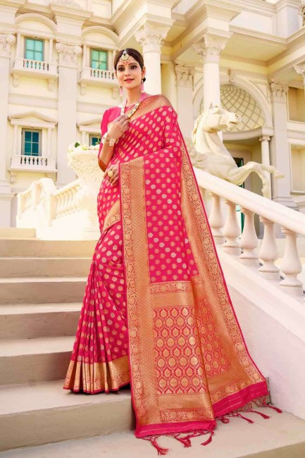 Ethinc Pink Banarasi Saree in Weaving Banarasi raw Silk