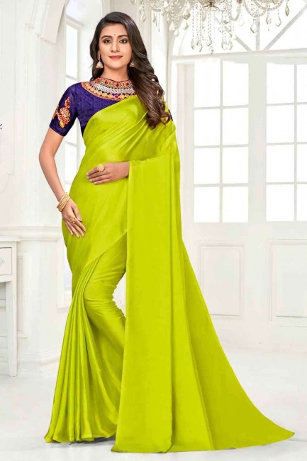 Parrot  Chiffon Printed Saree with Blouse