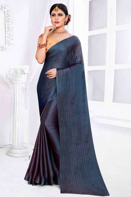 Silk Weaving Grey Saree with Blouse