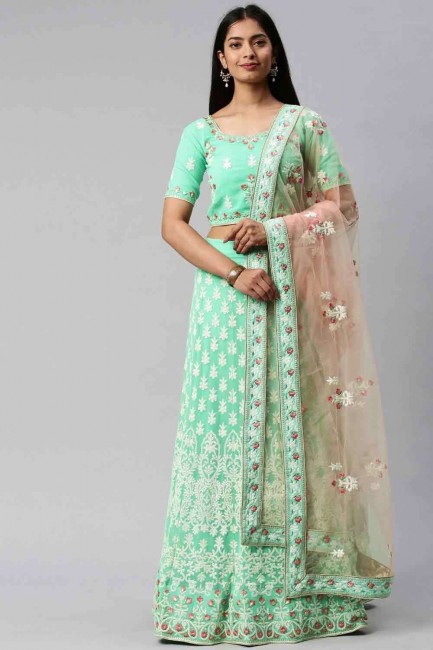 Lehenga Choli in Green Georgette with Embroidery