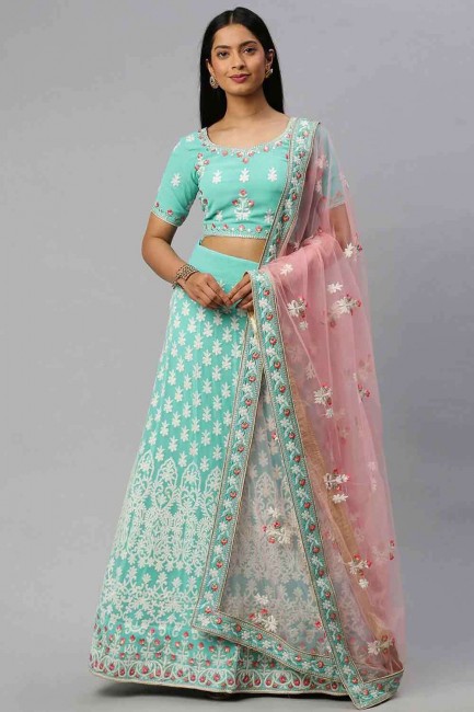 New Georgette Lehenga Choli in Blue with Embroidery