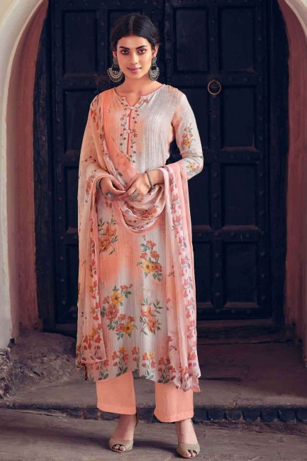 Cotton Palazzo Suit in Peach