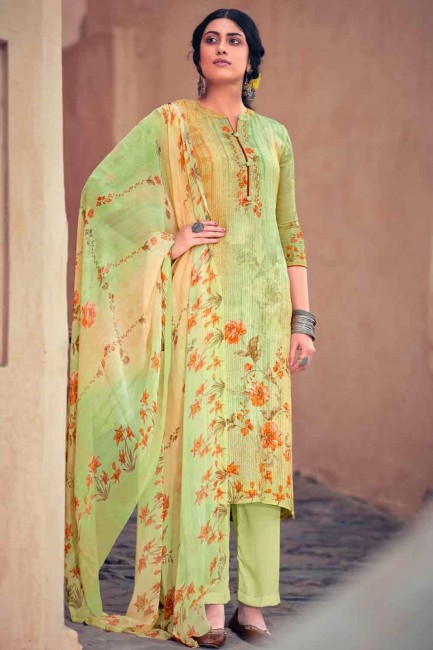 Green Palazzo Suit in Cotton