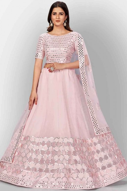 Lehenga Choli in baby Pink Silk with Embroidery
