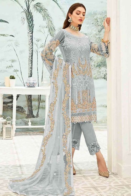 Grey Georgette Palazzo Suit with dupatta