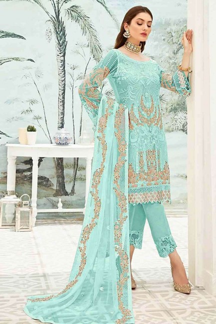 Palazzo Suit in sky Blue Georgette with Georgette