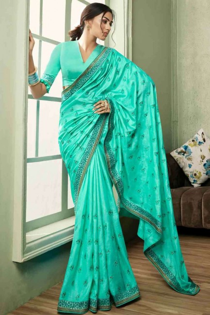 Blue Saree in Thread Silk