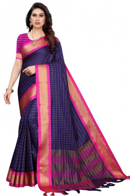 Appealing Weaving Silk Blue Saree Blouse