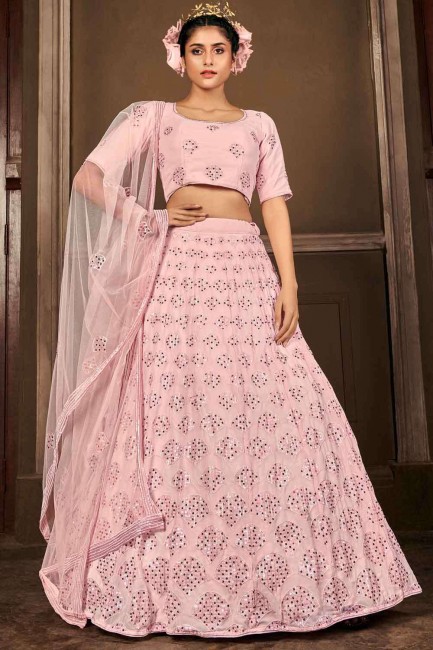 Georgette Lehenga Choli with Embroidered in Light rose