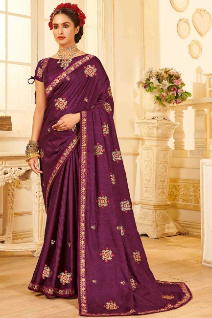 Purple Thread Silk Saree
