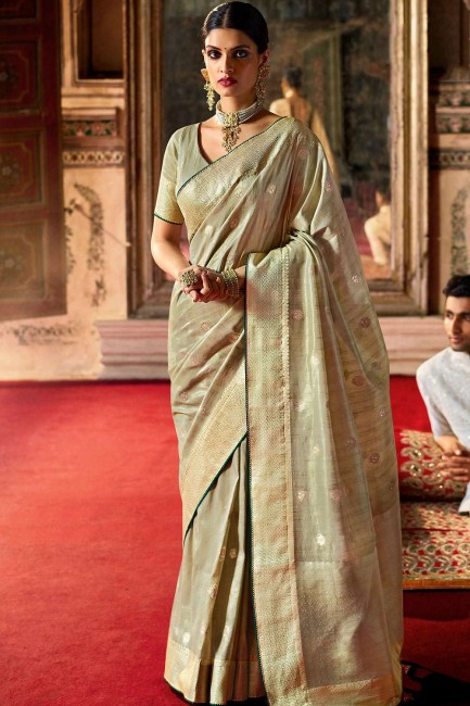 Green Weaving Silk South Indian Saree