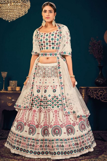 Georgette Lehenga Choli in Pearl  with Embroidered