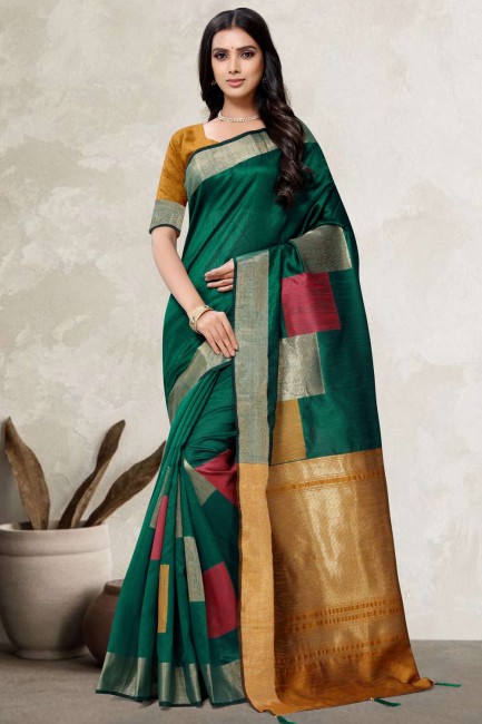 Rama  Saree in Art silk with Weaving