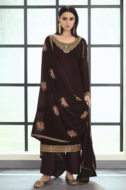 Georgette Eid Palazzo Suit with Designer Embroidered