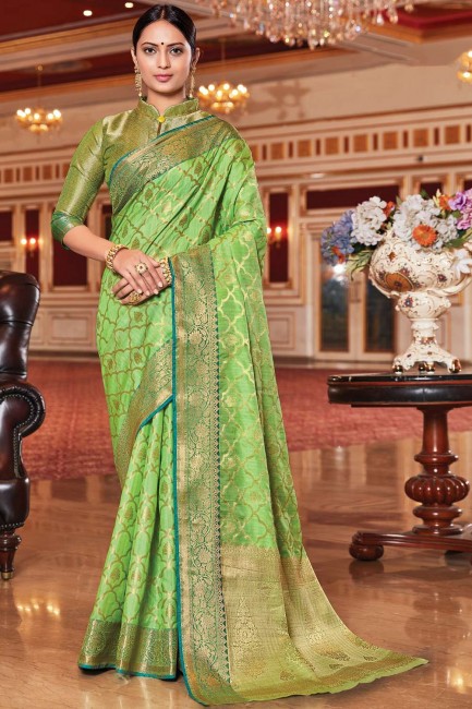 Wevon Silk Saree in Green
