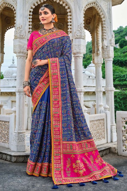 Mirror Banarasi silk Saree in Blue