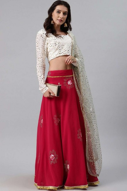 Pink Party Lehenga Choli in Embroidered Georgette