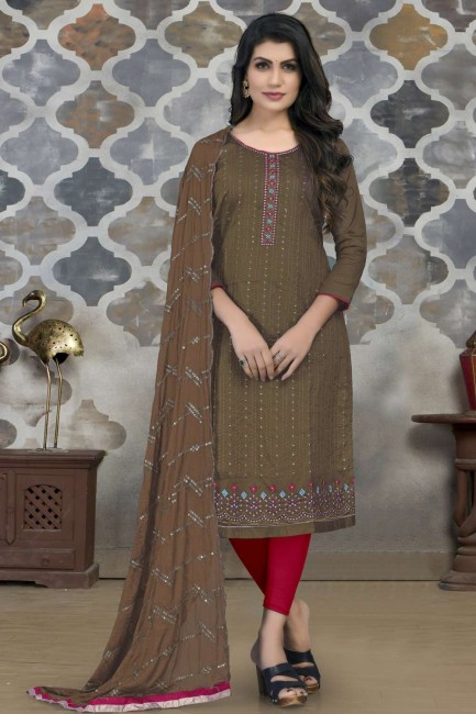 Mouve Eid Salwar Kameez with Embroidered Cotton