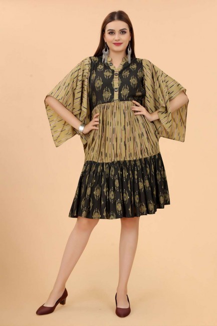 Green Indo Western in Rayon with Printed