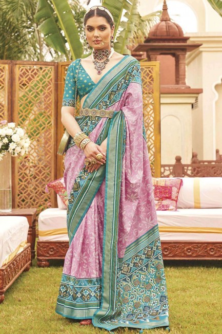 Silk Saree with Weaving Pink