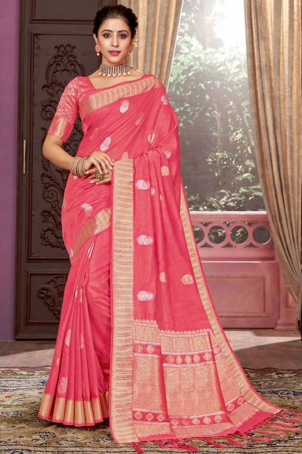 Gajari  Saree in Cotton with Weaving