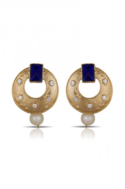 Stones Golden & Blue Earrings