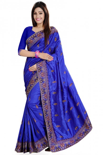 Dazzling Blue Art Silk Saree