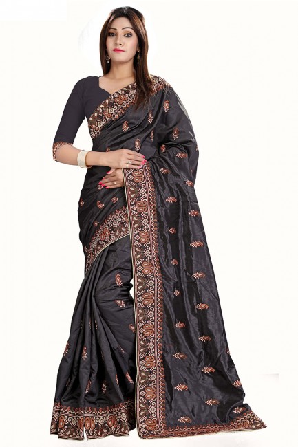 Traditional Black Art Silk Saree