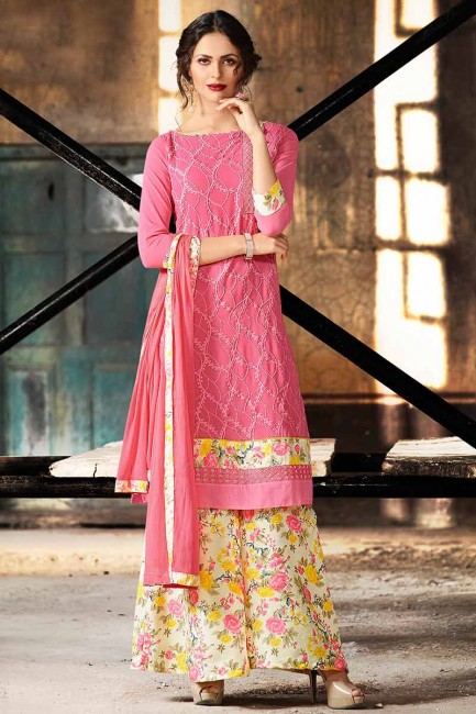 Indian Ethnic Peach Georgette Palazzo Suit