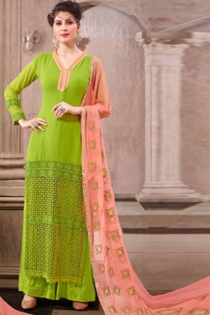 Indian Ethnic Green Georgette Palazzo Suit