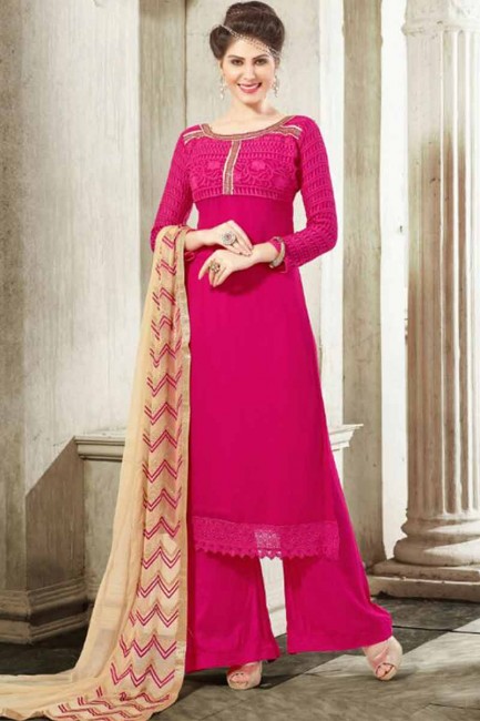 Rani Pink Georgette Palazzo Suit