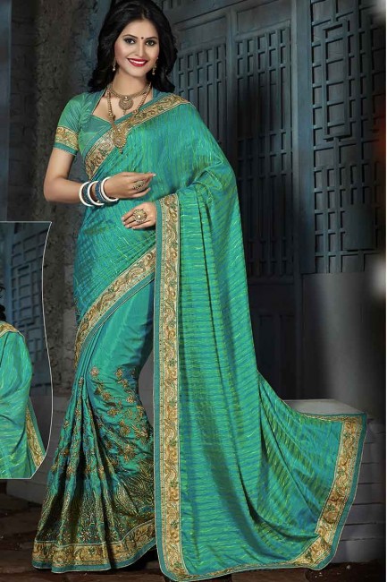 Elegant Teal Green Art Silk Saree