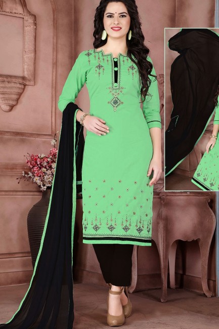 Green Cambric Cotton Salwar Kameez