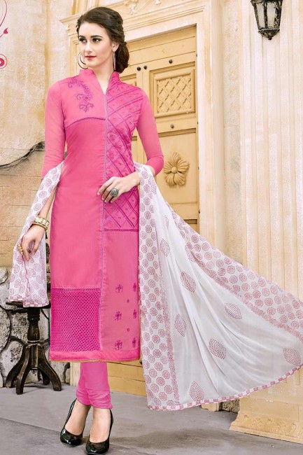Fascinating Pink color Modal Cotton Churidar Suit