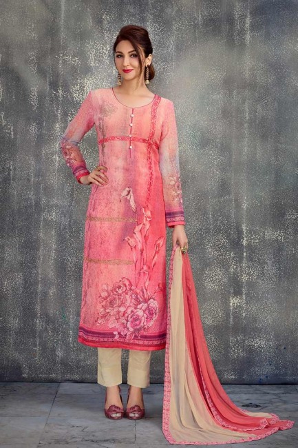 Beautiful Pink color Georgette Salwar Kameez