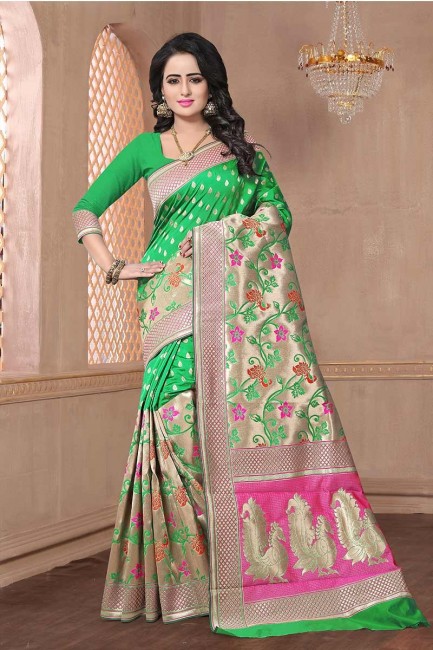 Elegant Green color Banarasi Art Silk Saree