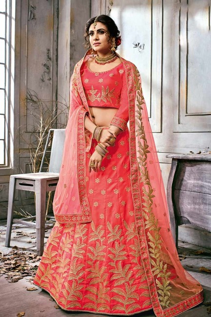 Indian Ethnic Pink color Art silk Lehenga Choli
