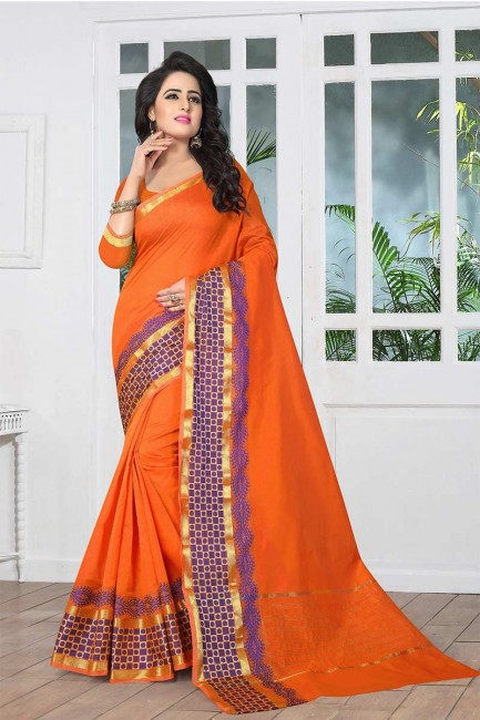 Dazzling Orange color Banarasi Art Silk Saree