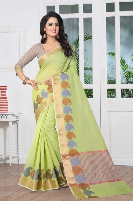 Pastel Green color Banarasi Art Silk Saree