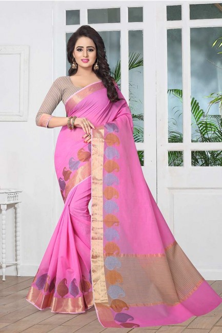 Fashionable Pink color Banarasi Art Silk Saree