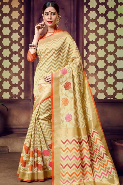 Beige color Banarasi Art Silk saree