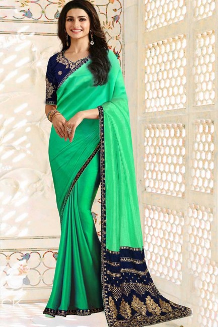 Appealing Sea Green color Soft Silk saree