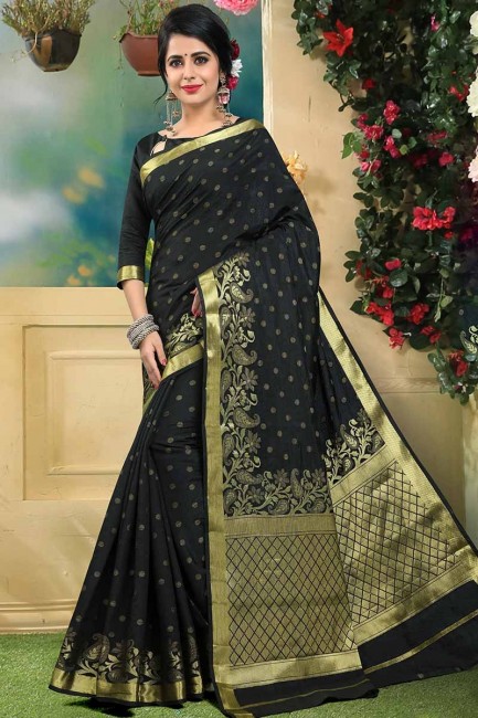 Exquisite Black color Art Silk saree
