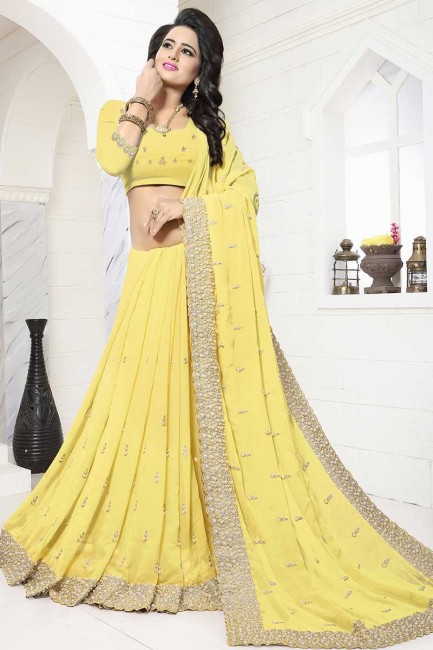Fascinating Yellow color Georgette saree
