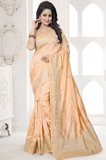 Beautiful Beige color Art Silk saree