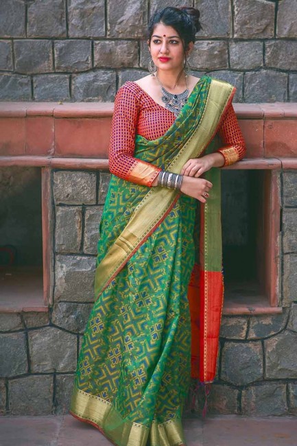 Exquisite Green color Jacquard Silk saree