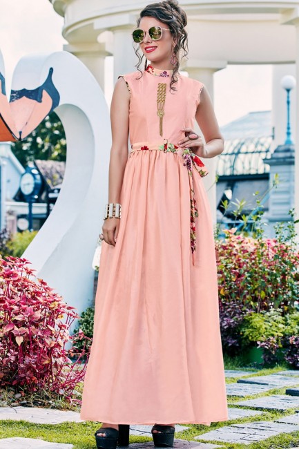 Baby pink Crepe and silk Gown